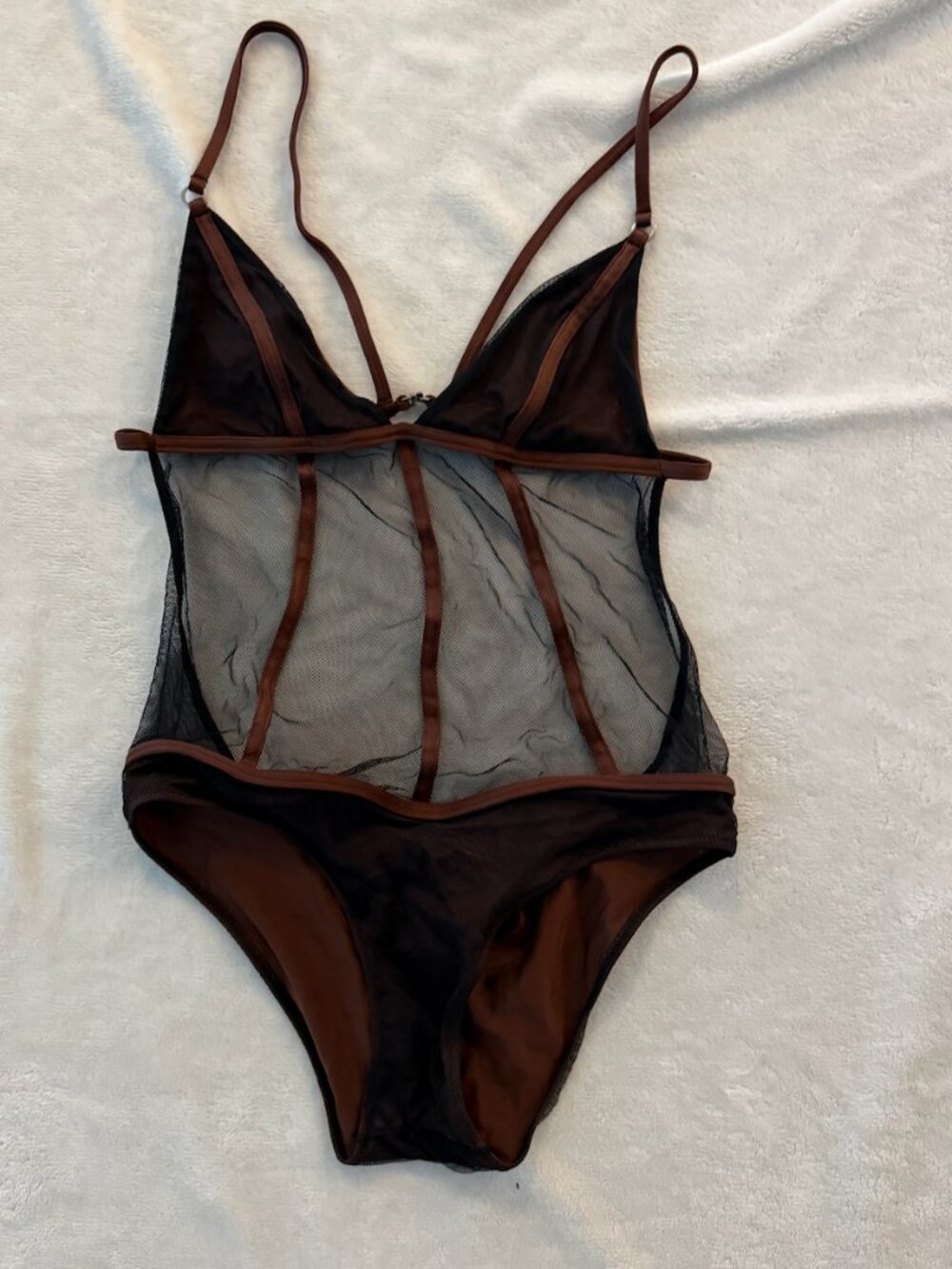 Brown and Mesh Bathing Suit